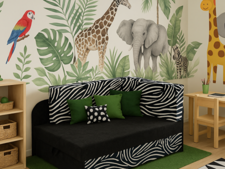 Narożnik dziecięcy sofka z funkcją spania bajkowe kolory