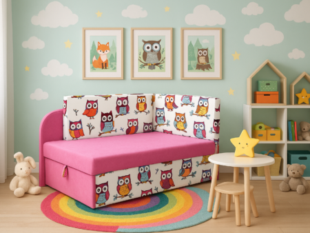 Narożnik dziecięcy sofka z funkcją spania bajkowe kolory