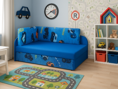 Narożnik dziecięcy sofka z funkcją spania bajkowe kolory