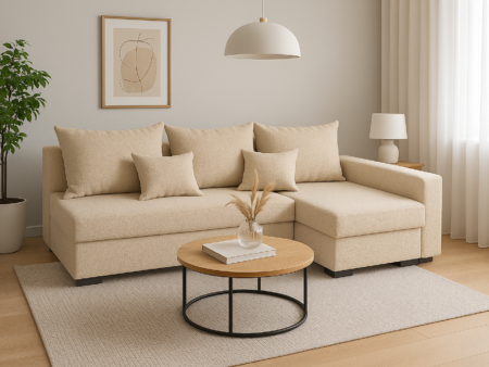 Narożnik Chaki Rozkładany z Funkcja Spania Kanapa Narożna do Salonu