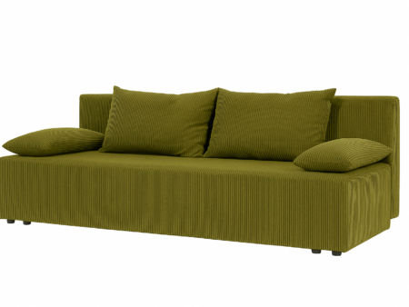 kanapa rozkładana Lila Sztruks z dużym pojemnikiem na pościel