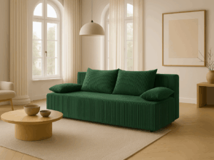 kanapa rozkładana Lila sztruks z funkcją spania i pojemnikiem