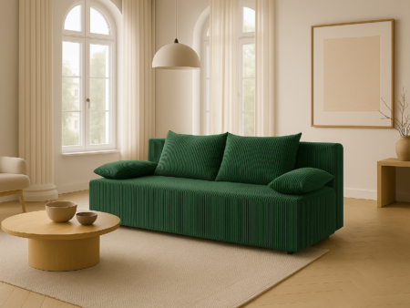 kanapa rozkładana Lila sztruks z funkcją spania i pojemnikiem