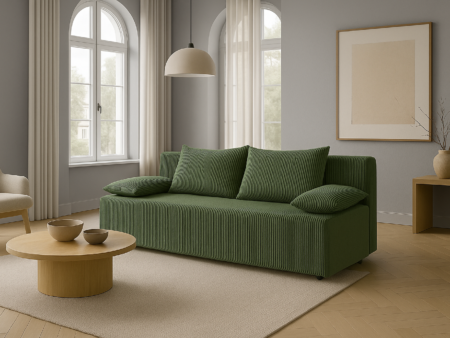 kanapa rozkładana Lila Sztruks z funkcją spania i pojemnikiem