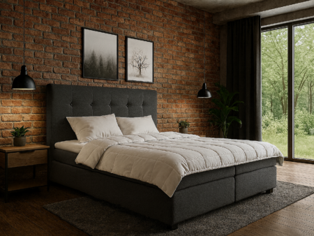 Łóżko Kontynentalne Mariot rama drewniana materac bonell   160/200